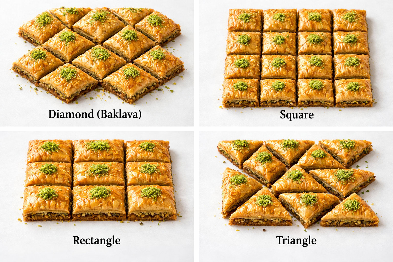 Baklava biçimlerinin karşılaştırmalı görünümü