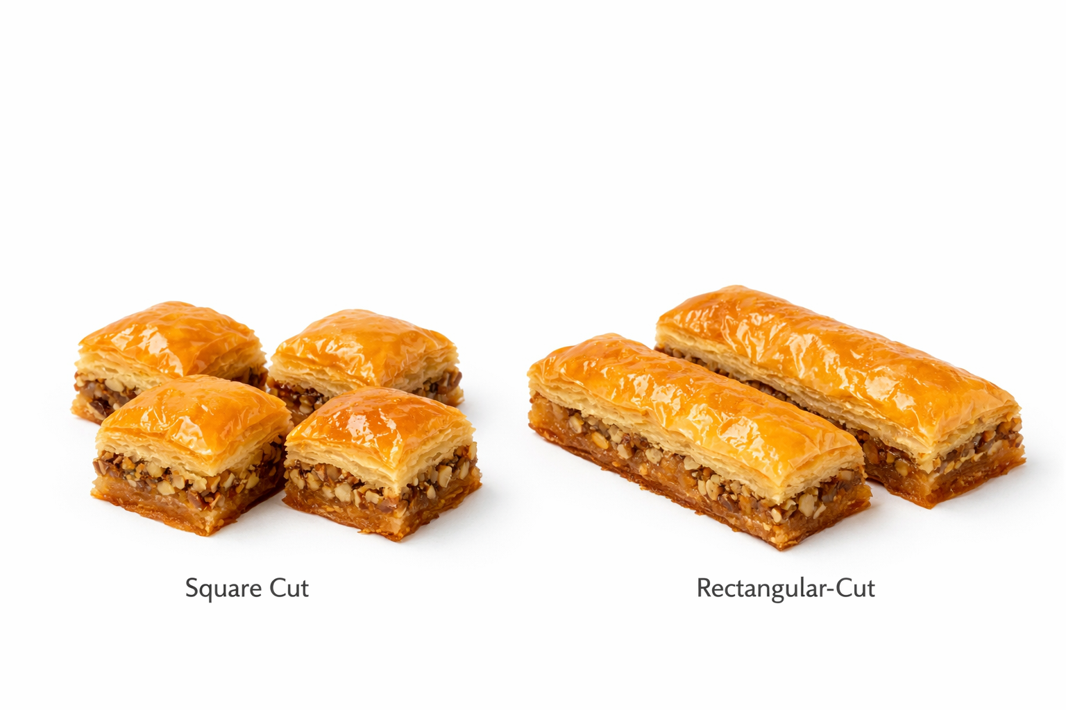 Kare ve dikdörtgen baklava kesim karşılaştırması