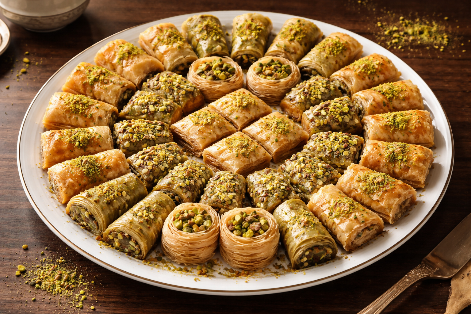 Baklava servis tabağı düzeni